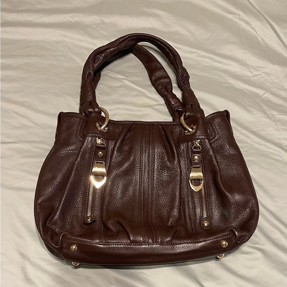 B. Makowsky Rich Brown Leather Shoulder Bag